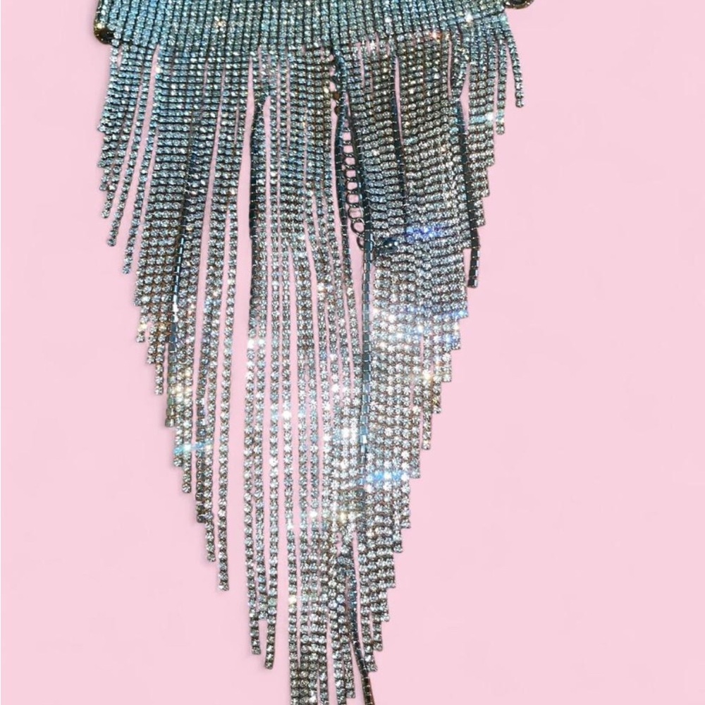 Sparkling Rhinestone Fringe Necklace